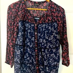 Lucky Brand Mixed Print Peasant Top